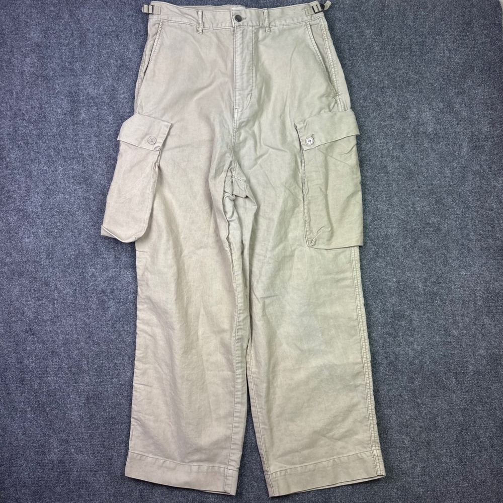 Elwood Cargo Pants Mens 32 Tan Khaki Wide Leg Utility Streetwear Cotton 0700